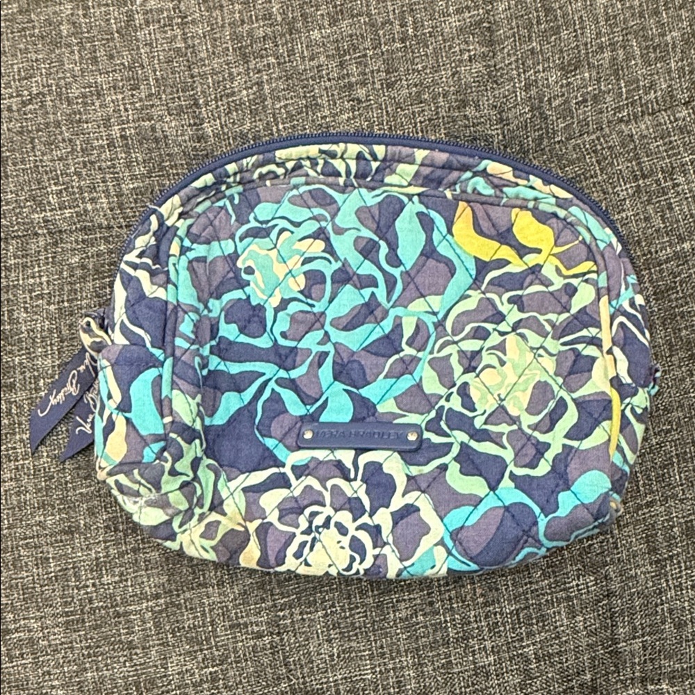 Vera Bradley Blue and Green Floral Cosmetic Bag